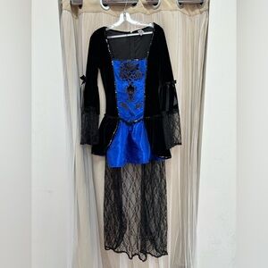 Masquerade Queen Halloween Costume Blue/Black with Mask size Large 8,10